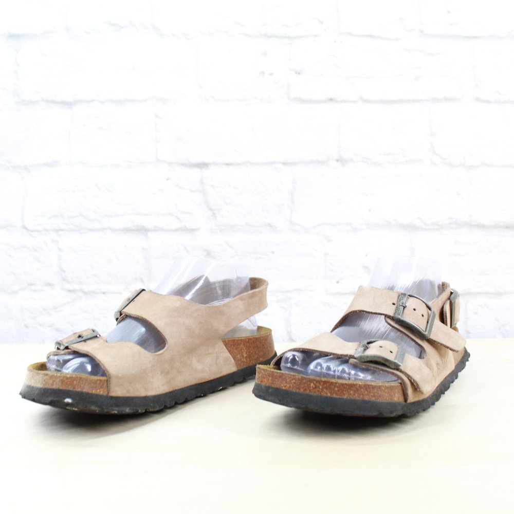 BIRKENSTOCK Betula Brown Leather Triple Buckle Ankle Strap Sandals L 7 / M 5 - Picture 2 of 10